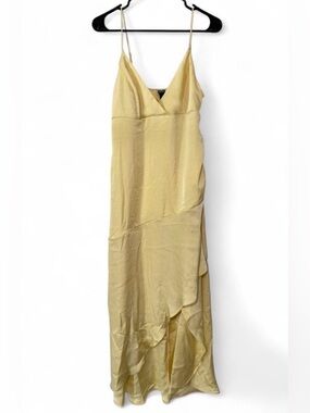 wild fable Pale Yellow Slip Maxi Dress with V-Neck